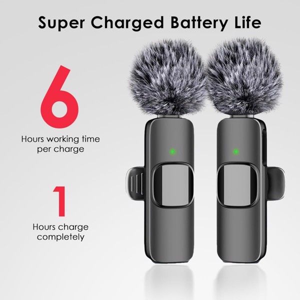 Wireless Microphone for iPhone, iPad, Android, Lavalier Microphone for Video Recording - 2 Pack iPhone Mic Crystal Clear Recording with USB-C for Podcast Microphone, ASMR, TikTok